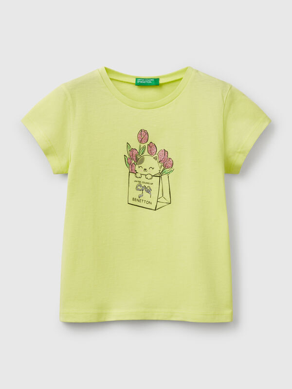 T-shirt en coton à paillettes Filles