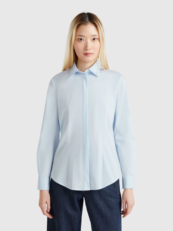 Chemise en coton mélangé extensible Femme