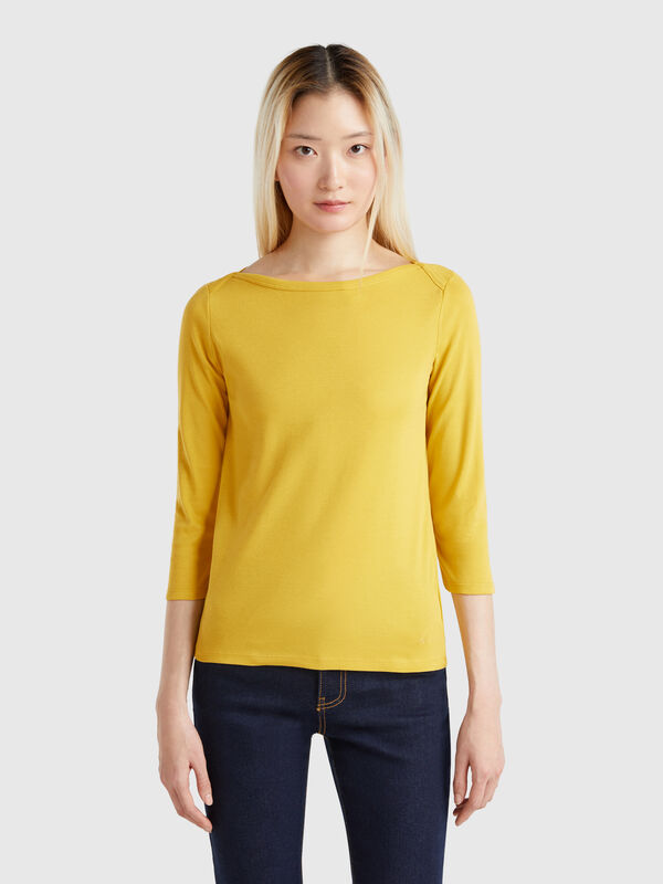 T-shirt 100 % coton à encolure bateau Femme