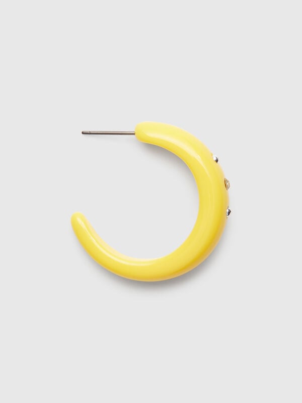 Boucles d'oreilles créoles jaunes avec strass et clous Femme