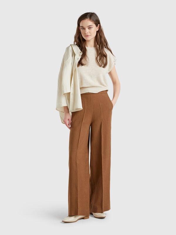 Palazzo-Hose aus 100 % Leinen Damen
