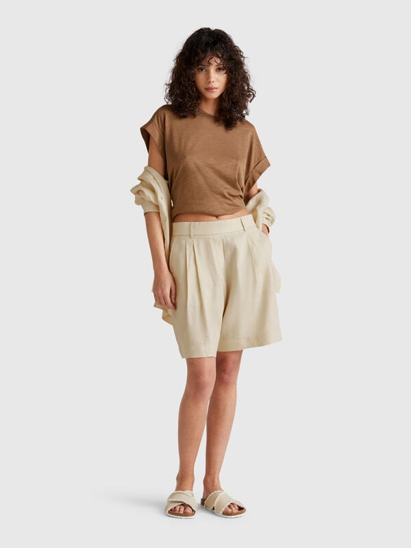 Bermudashorts aus 100 % Leinen Damen
