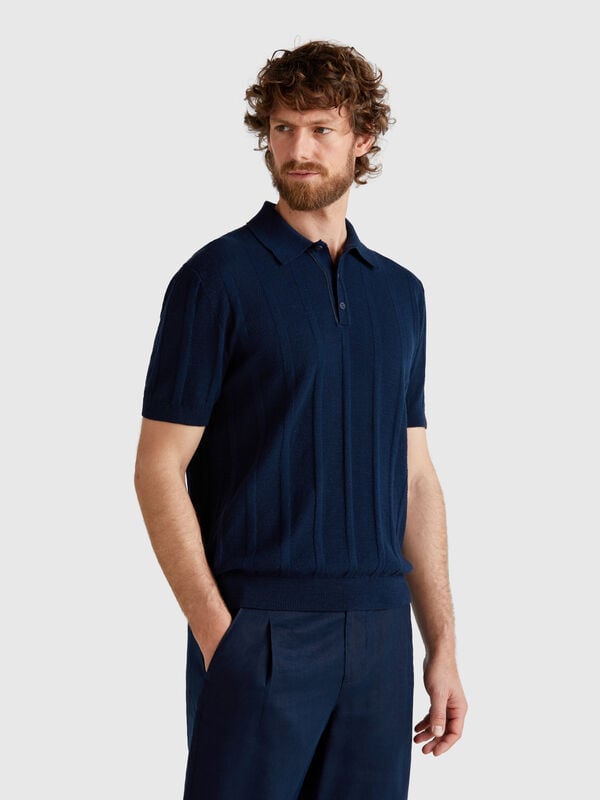 Polo en maille de lin mélangé Homme