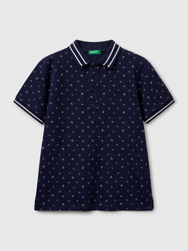 Polo à micro motif en pur coton Garçon