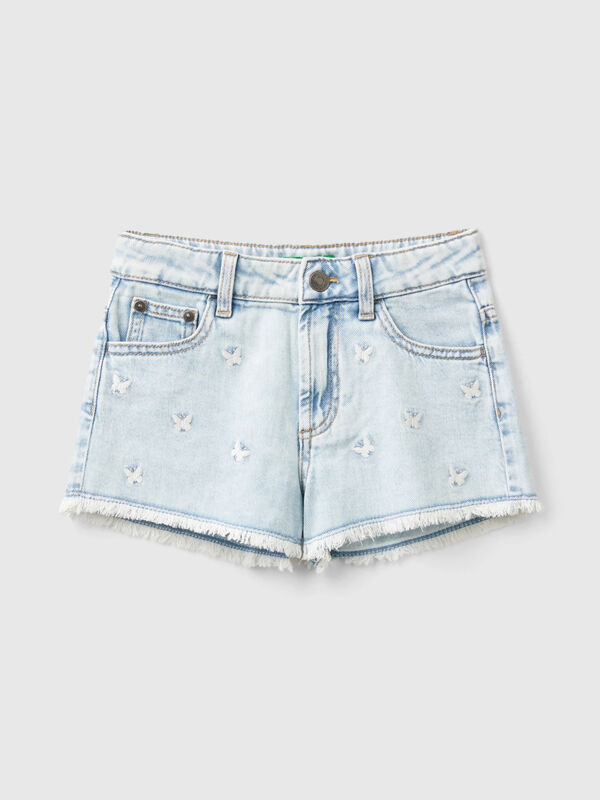Jeans-Shorts mit Schmetterlingsstickerei Mädchen