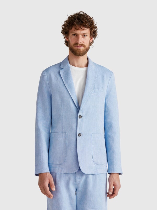 Gestreifter Blazer aus Leinenmischung Herren