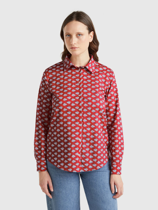 Chemise bordeaux à motif Femme