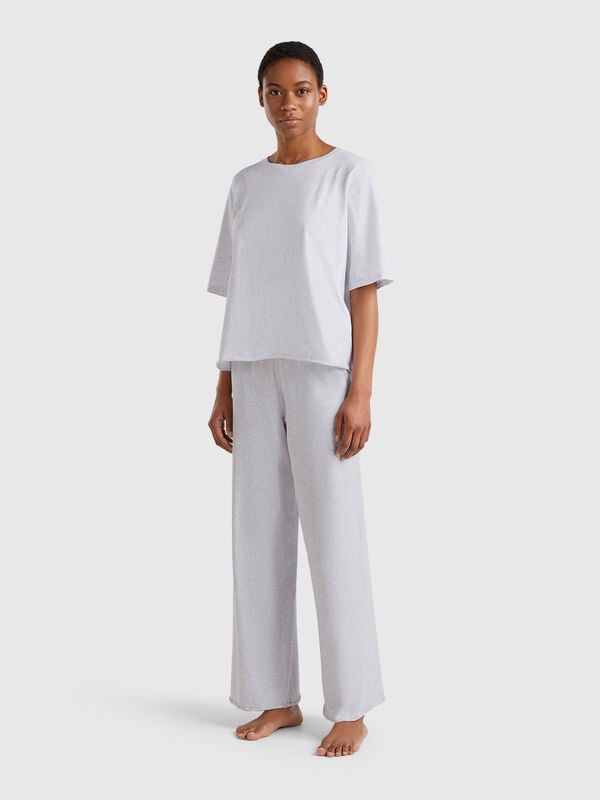 Locker sitzender Pyjama aus reiner Baumwolle Damen