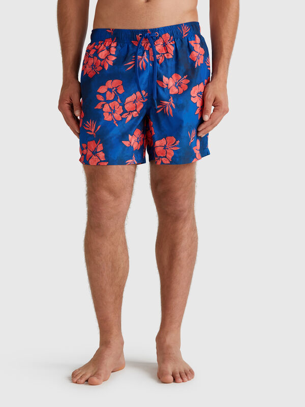 Short de bain en nylon à motifs Homme