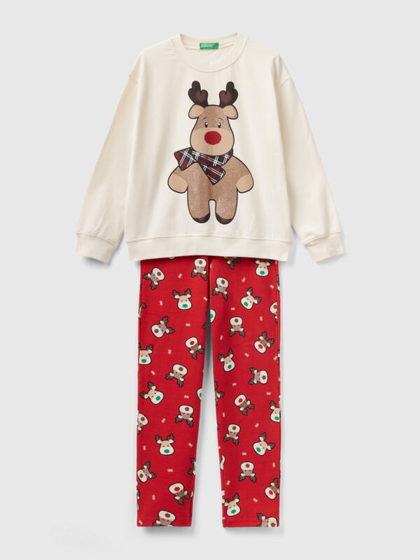Pyjama avec rennes en coton stretch