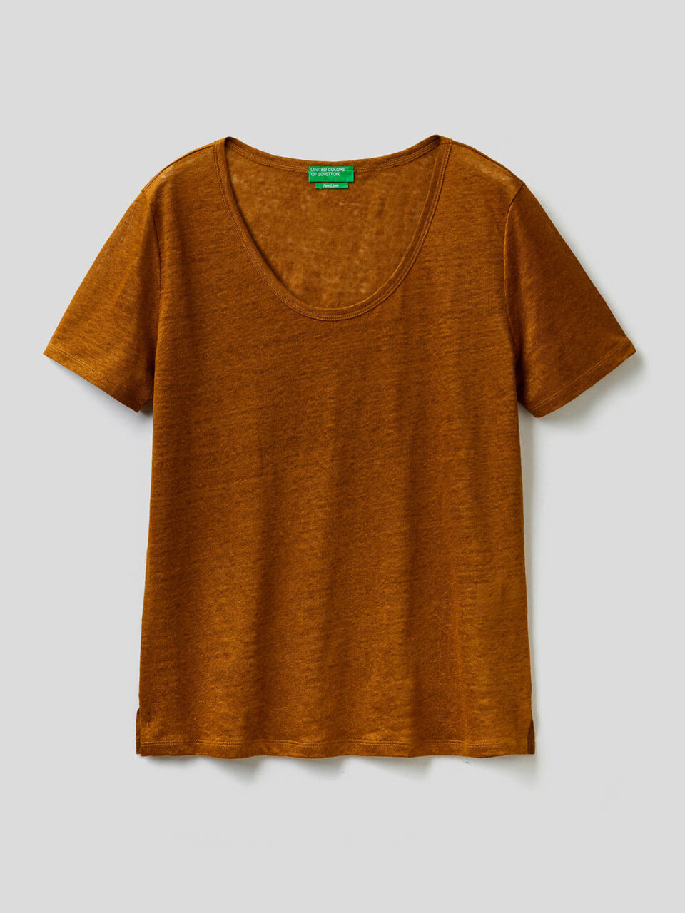 T-Shirt in reinem Leinen mit Rundausschnitt image number 1