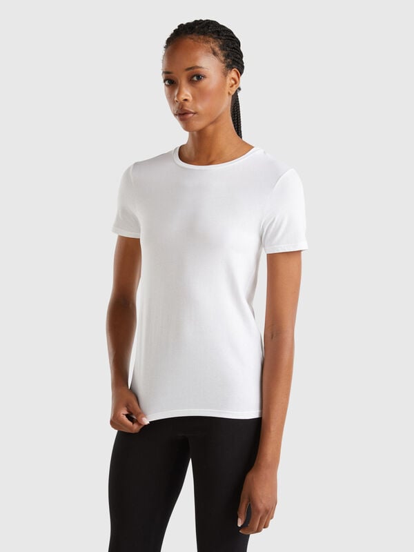T-shirt à manches courtes en coton bio super stretch Femme