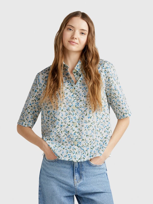 Chemise à motifs en coton léger Femme