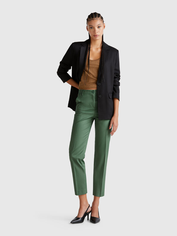 Pantalon chino en coton stretch Femme