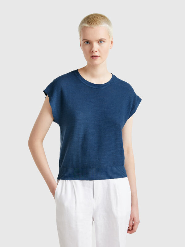 Vest in cotton and linen blend Women