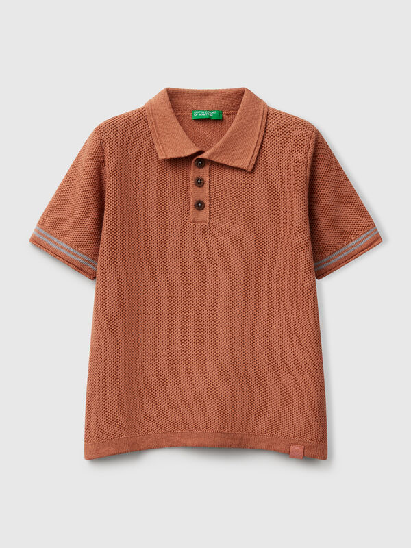 Short sleeve polo in linen blend Junior Boy