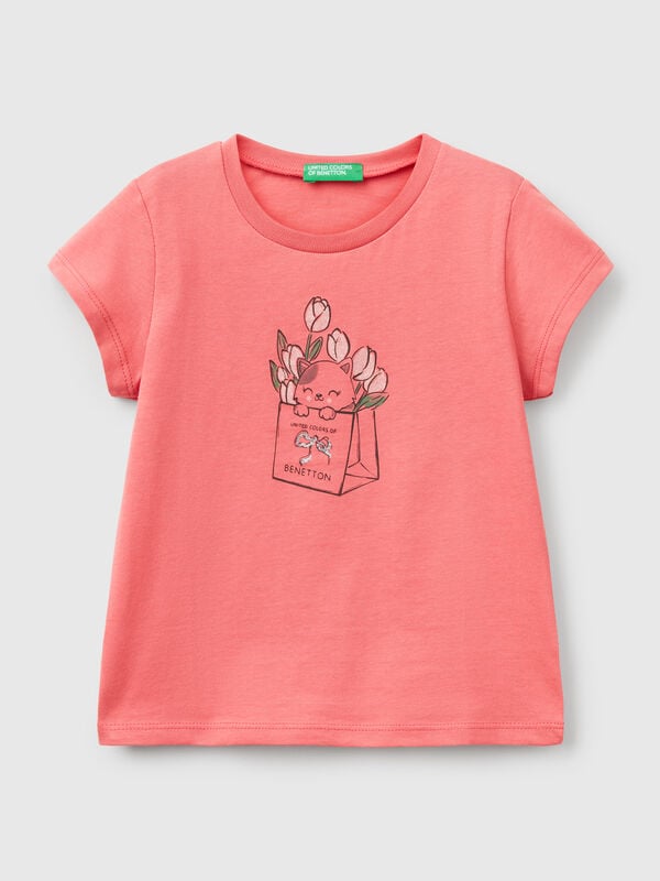 T-shirt in cotton with glitter Junior Girl