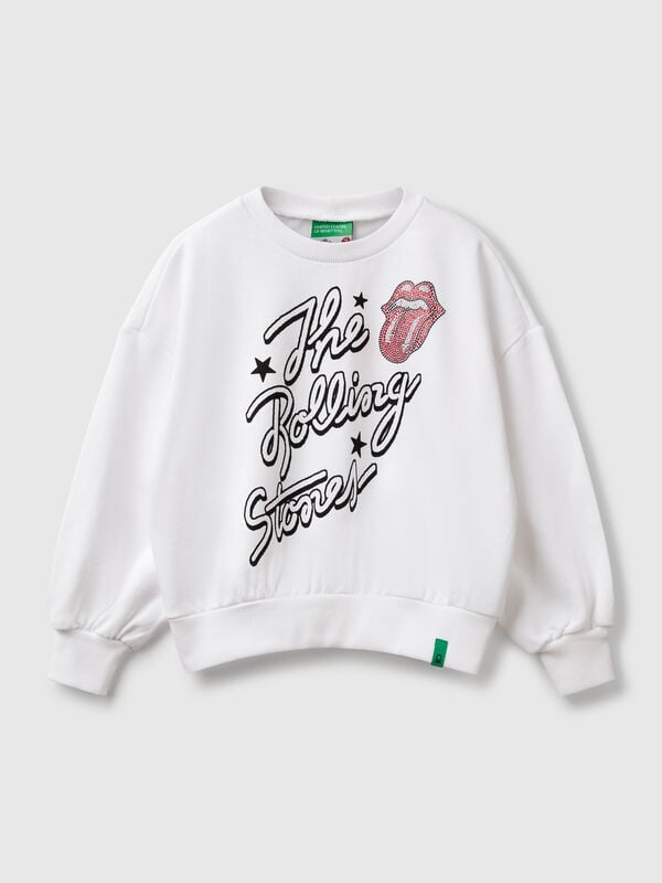 Übergroßes Sweatshirt „The Rolling Stones“ mit Strasssteinen Mädchen