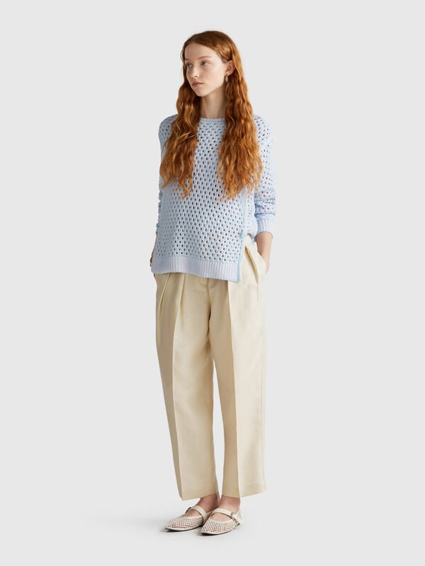 Pantalon large en lin mélangé Femme