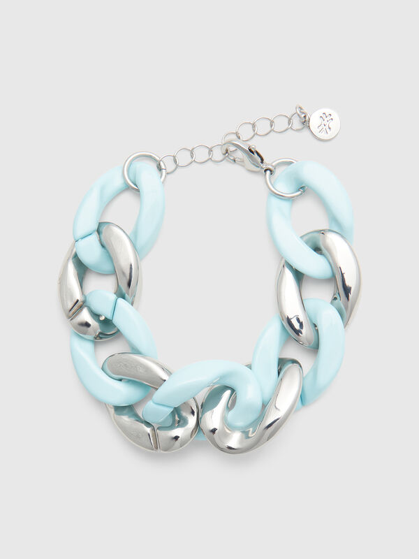 Kettenarmband aus Silber und Aquagrün Damen