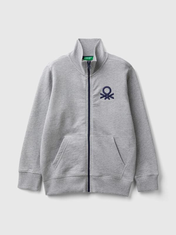 Sweat-shirt zippé en coton pur Garçon