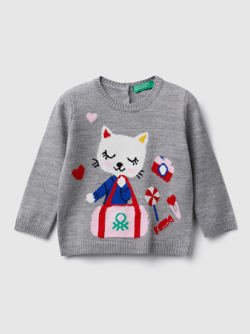 Pull avec motif en intarsia et pochette image number 1