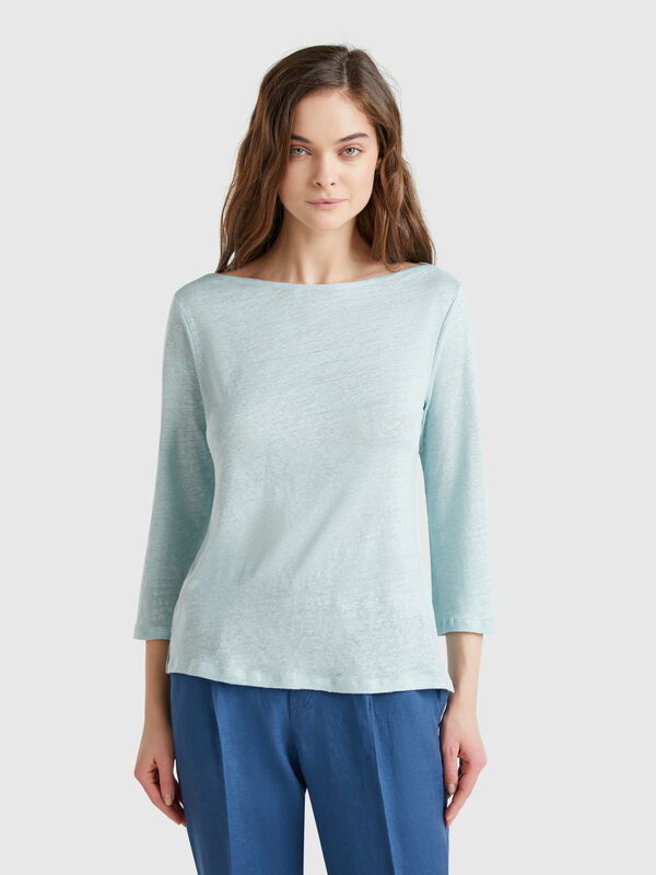 T-shirt manches 3/4 en pur lin Femme