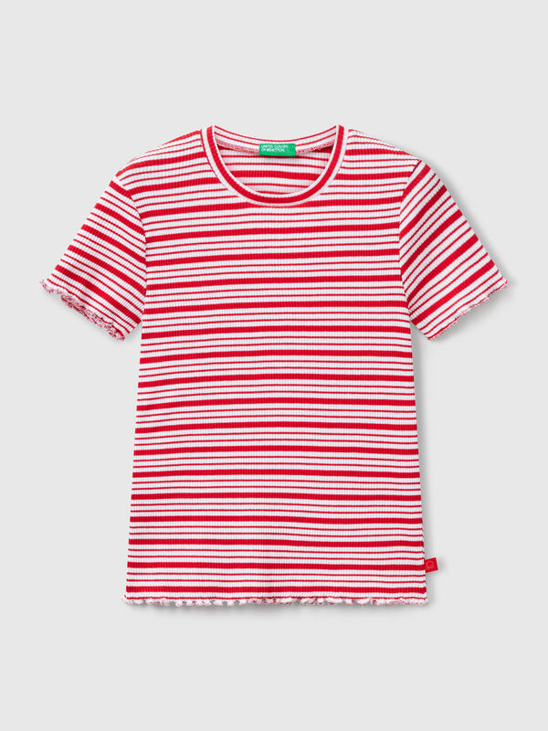 Gestreiftes T-Shirt aus Stretch-Baumwolle Mädchen