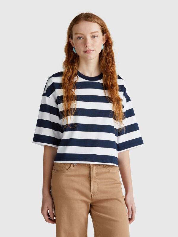 T-shirt rayé bleu et blanc Femme