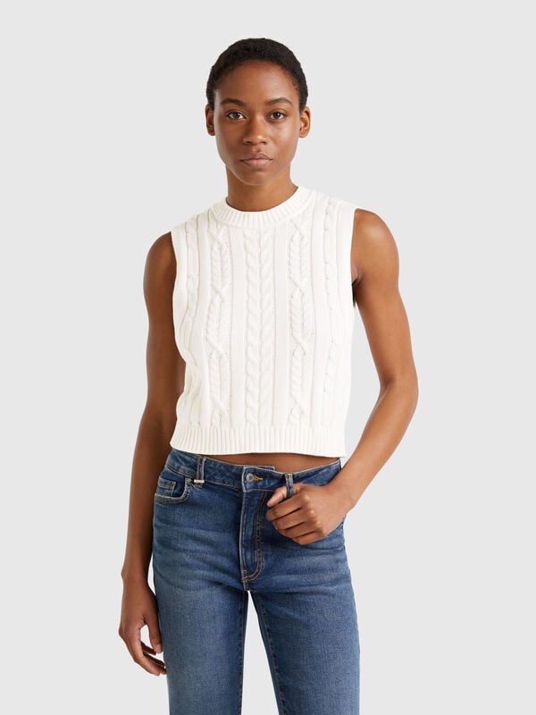 Cropped braided vest Women