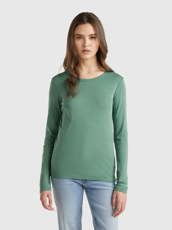 T-shirt à manches longues en pur coton Femme