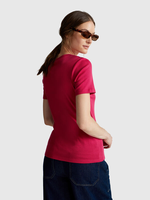 T-Shirt aus 100 % Baumwolle mit Glitzer-Logo-Print Damen