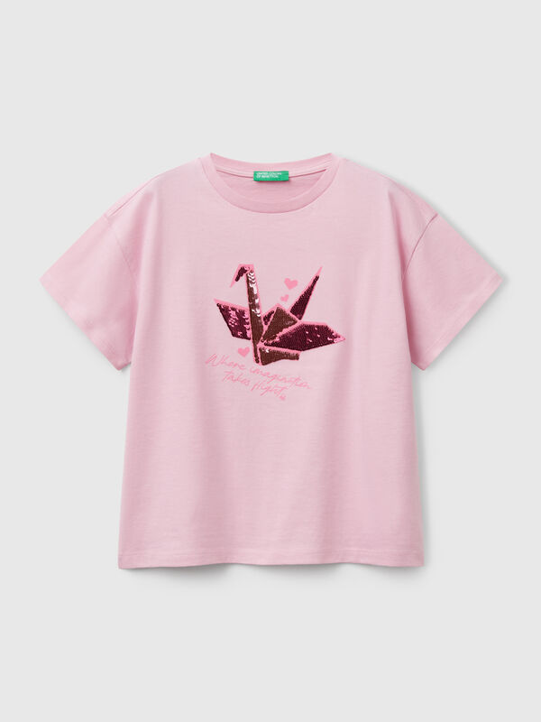 T-shirt with print and sequins Junior Girl