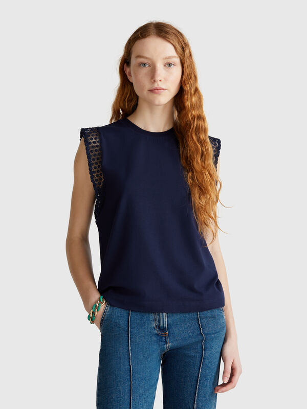 Top sans manches avec macramé Femme