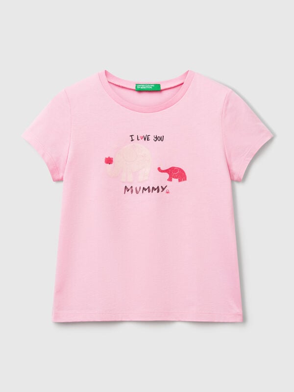 T-Shirt mit normaler Passform und Glitzer Mädchen