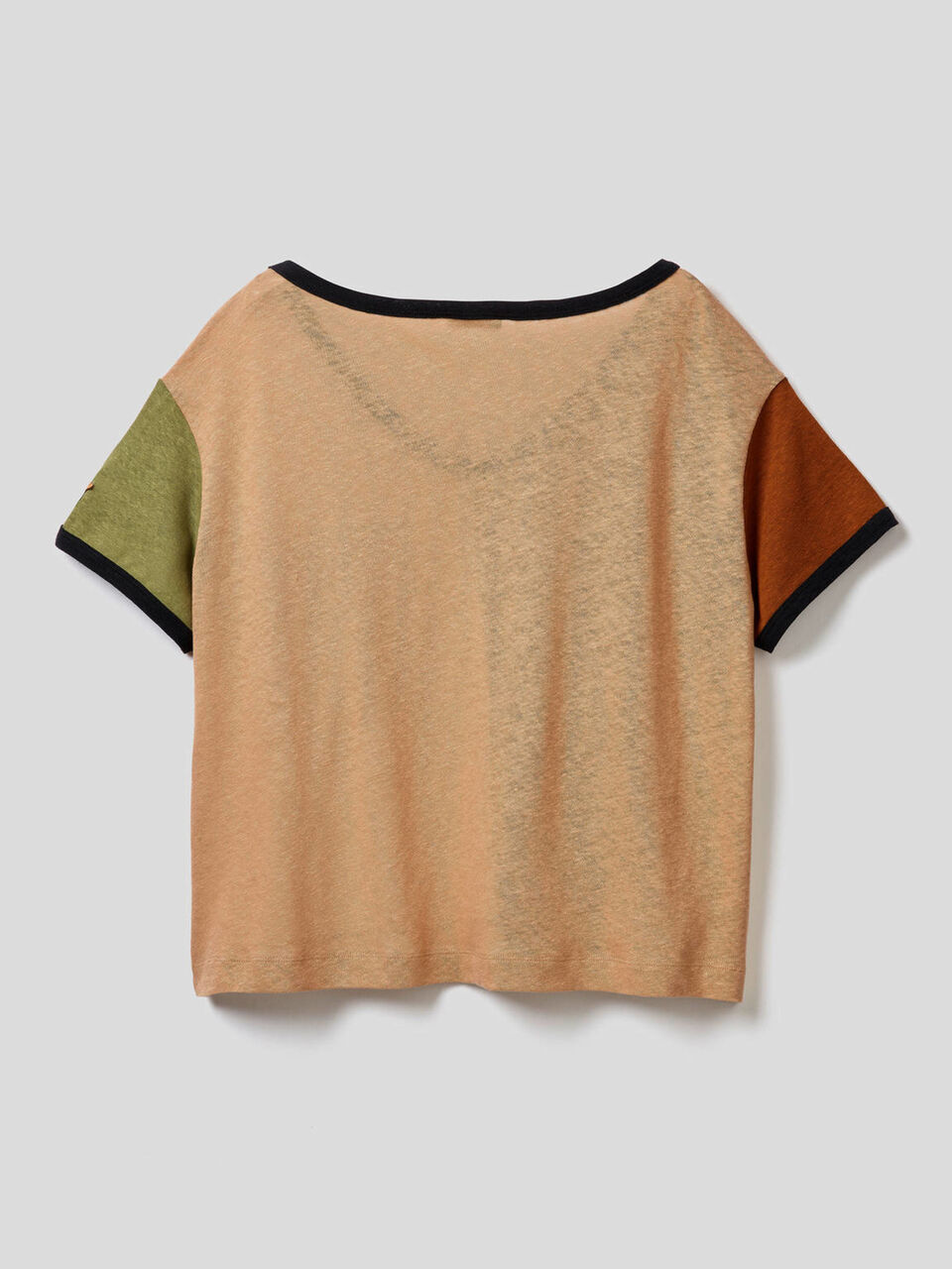 Color block t-shirt in linen blend cotton image number 2