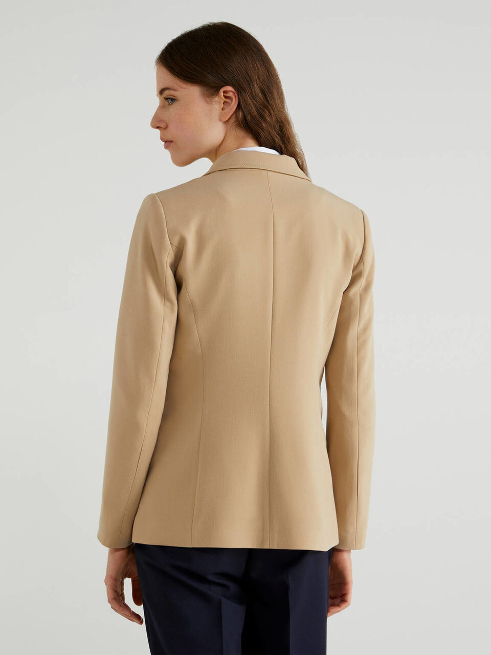 Waisted solid colored blazer Women image number null