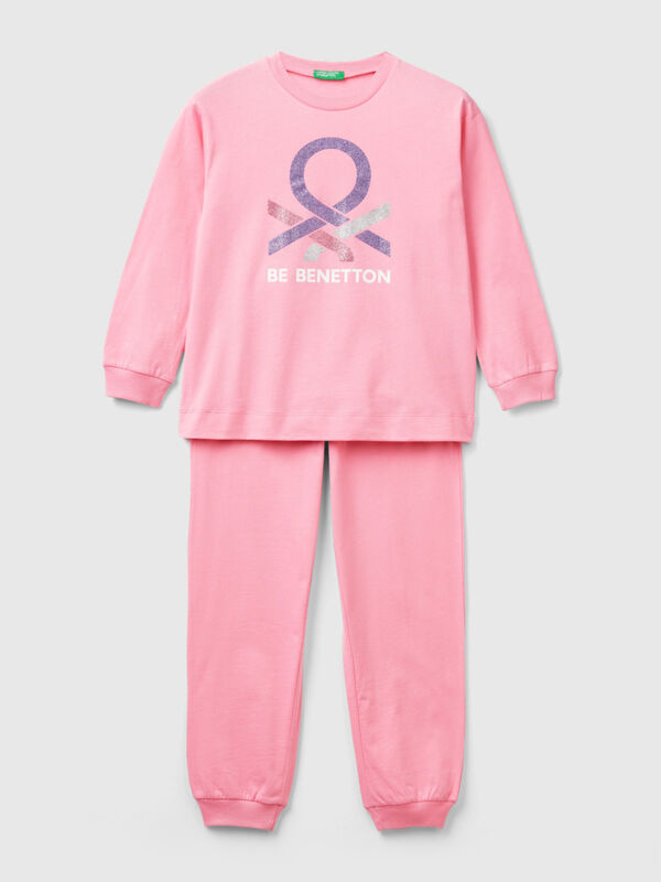 Pyjama rose à logo pailleté Garçon
