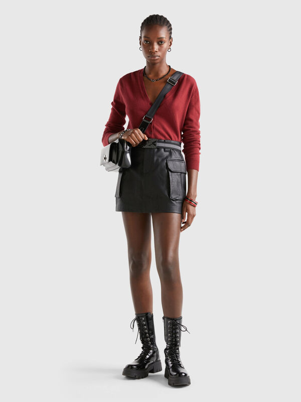 Cargo mini skirt in imitation leather