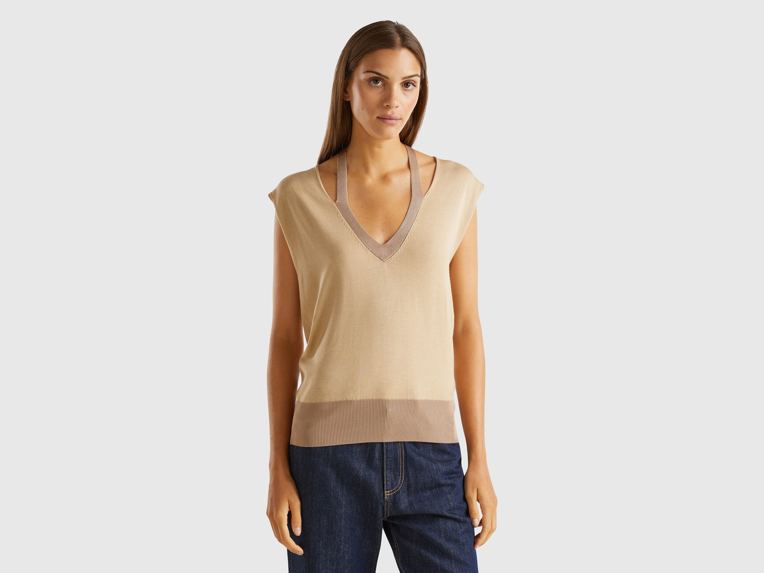 Benetton v neck sweater new arrivals