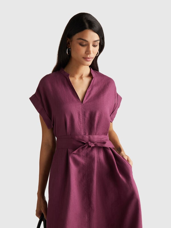 Robe 100% lin avec ceinture Femme