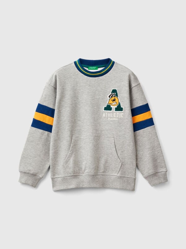 Sweater mit Stickerei, aus Baumwollmischung und Viskose Jungen