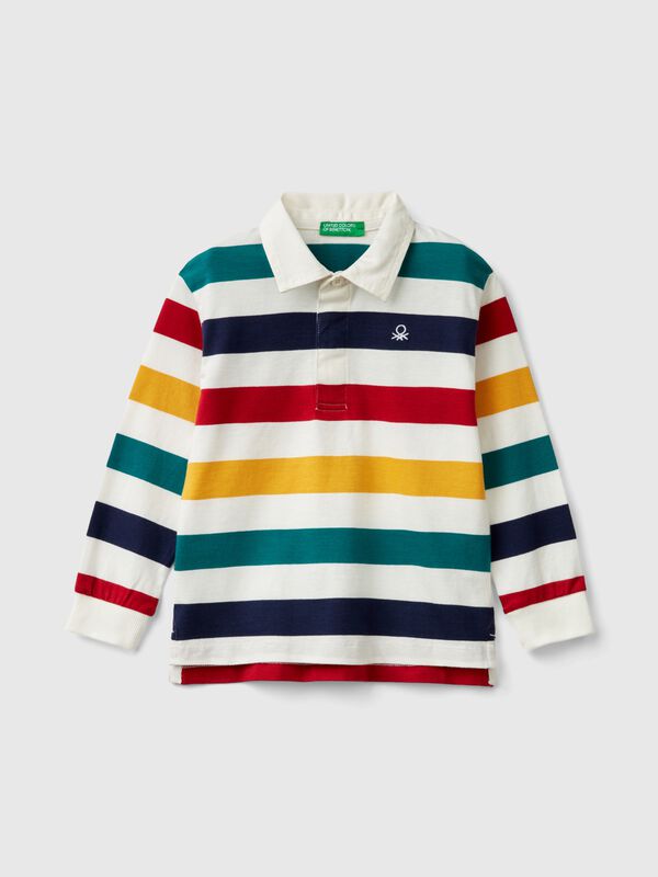 Striped rugby polo in pure cotton Junior Boy