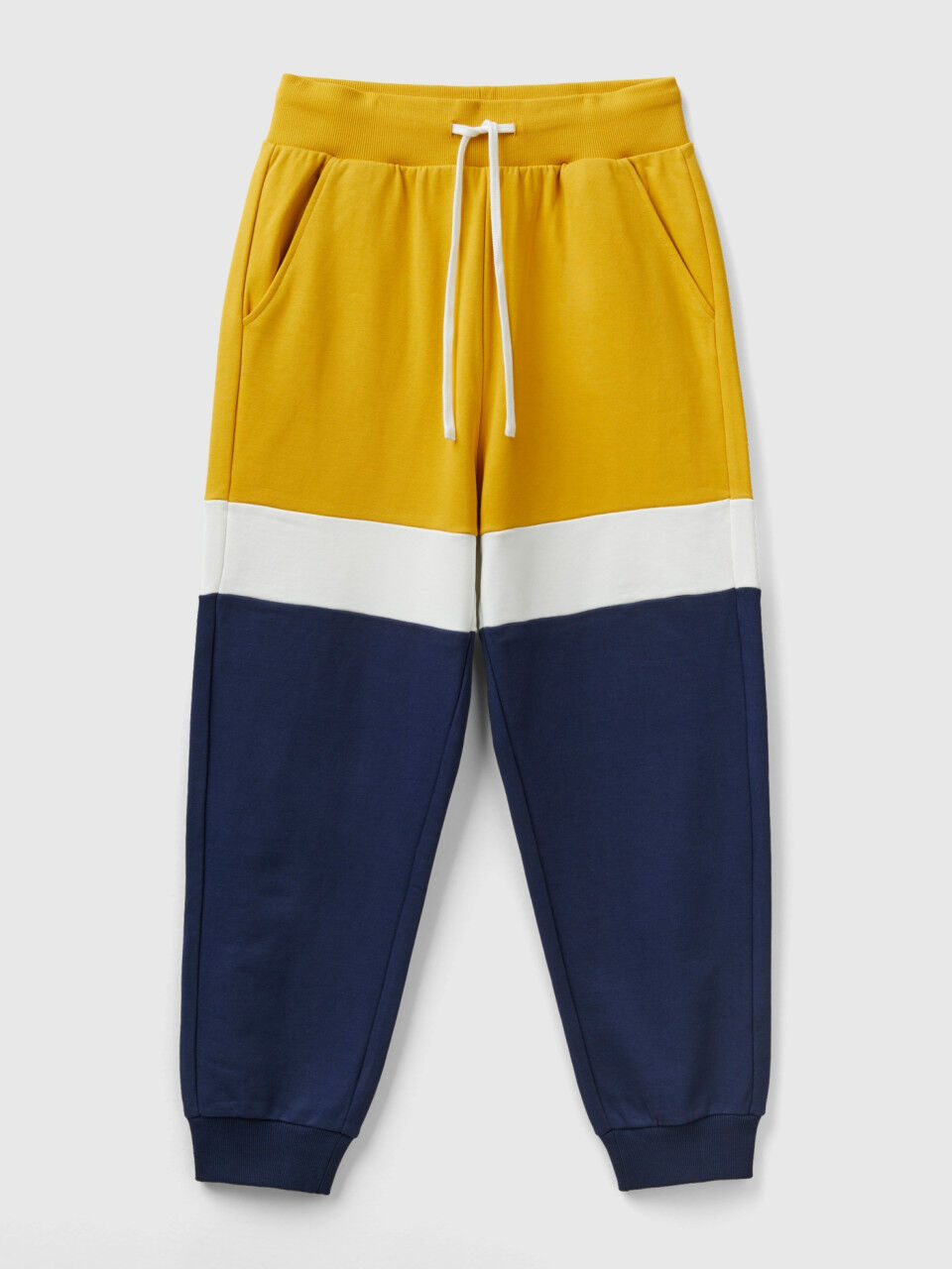 Yellow ochre and dark blue joggers Yellow Benetton