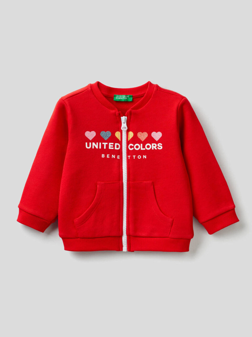 Sweatshirt with zip in organic cotton image number 1