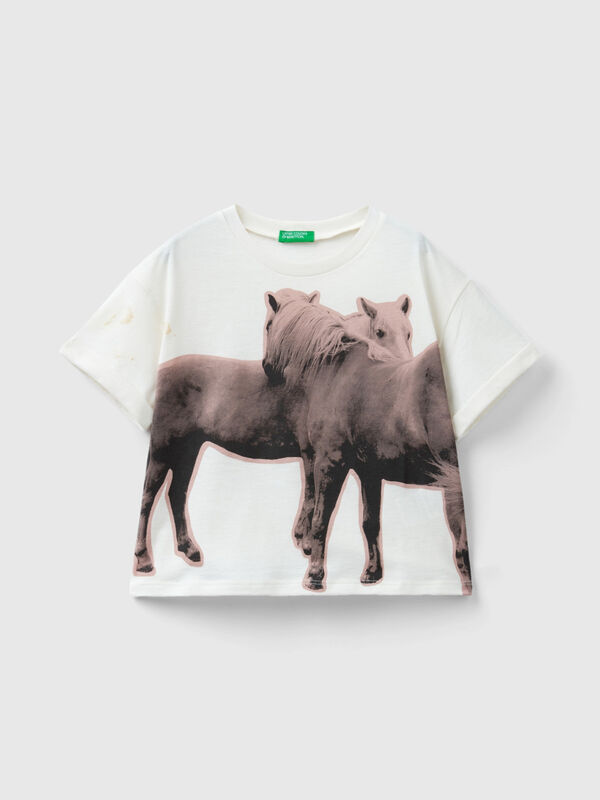 T-shirt avec impression photo chevaux Filles