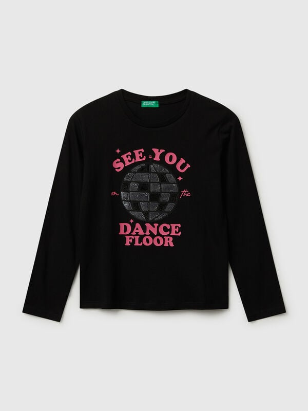 T-shirt à paillettes en coton Filles