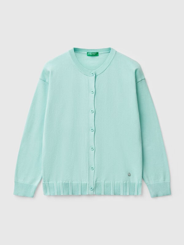 Cardigan à col ras du cou en pur coton Filles