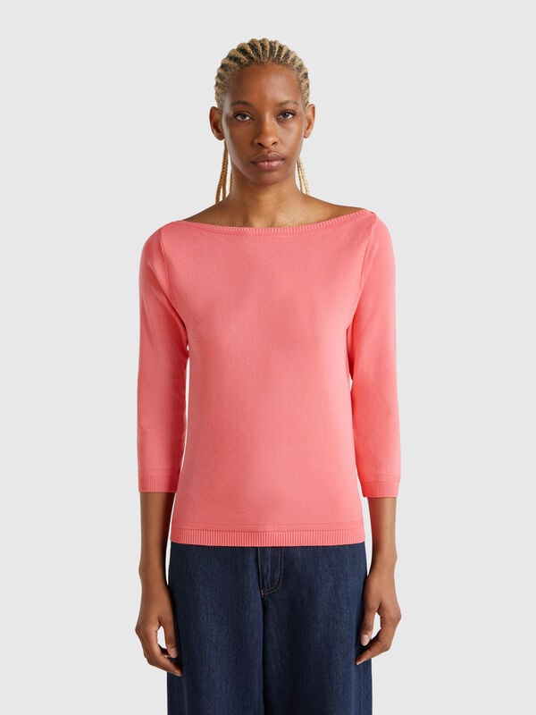 100% cotton boat neck sweater Women