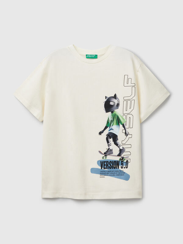 T-shirt blanc avec impression sur le devant Garçon